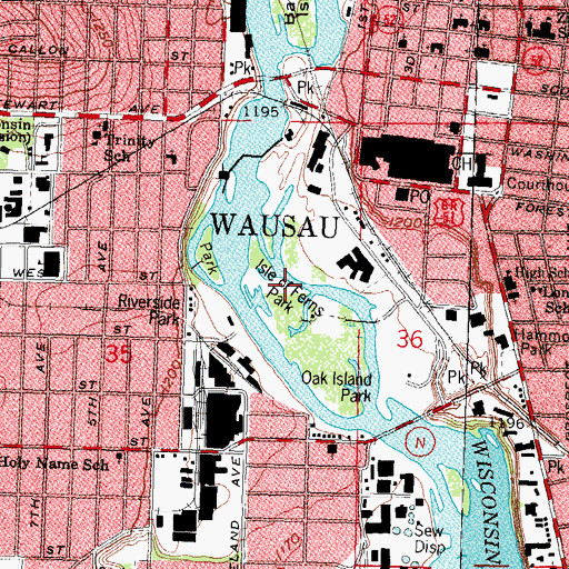 Topographic Map of Isle of Ferns Park, WI