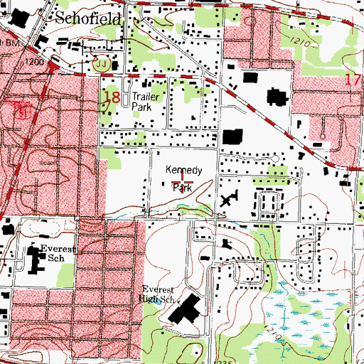 Topographic Map of Kennedy Park, WI