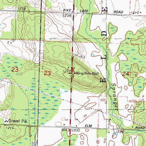 Topographic Map of Kingdom Hall, WI