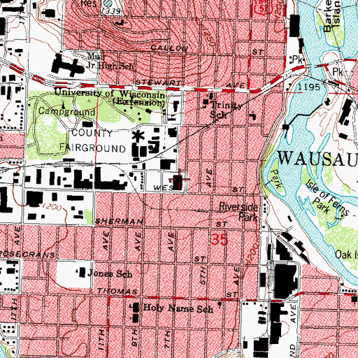 Topographic Map of Lincoln Elementary School, WI