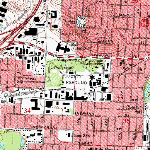 Topographic Map of Marathon County Fairgrounds, WI