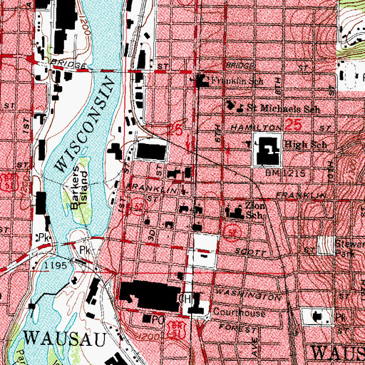 Topographic Map of Marathon County Historical Museum, WI