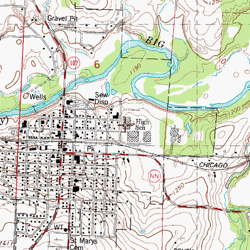 Topographic Map of Marathon High School, WI