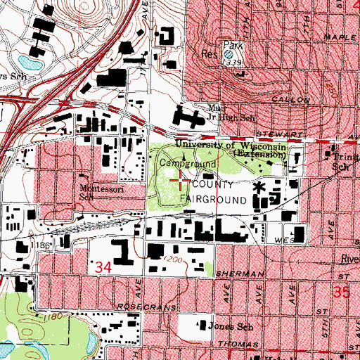 Topographic Map of Marathon Park, WI