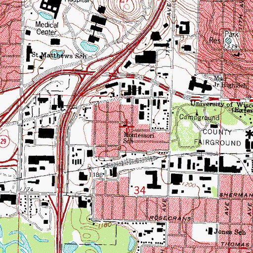 Topographic Map of Montessori School, WI