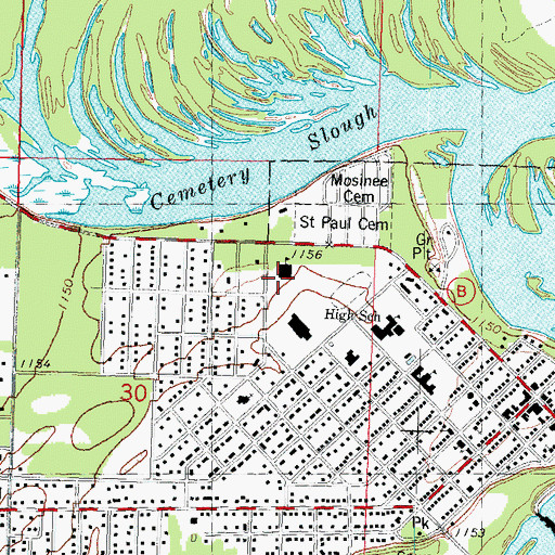 Topographic Map of Mosinee Elementary School, WI