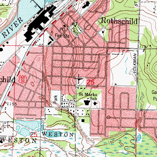 Topographic Map of Mount Calvary Lutheran Church, WI