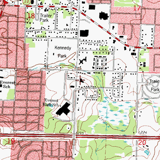 Topographic Map of Mount Olive Lutheran Church, WI