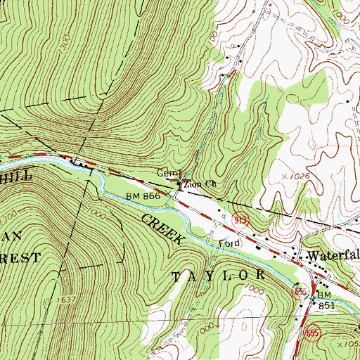 Topographic Map of Zion Methodist Church Cemetery, PA