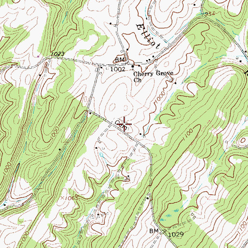 Topographic Map of Cherry Grove Cemetery, PA