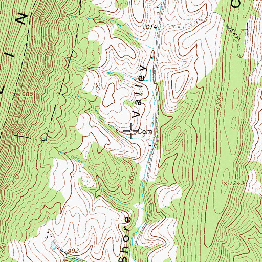 Topographic Map of Shore Valley Cemetery, PA