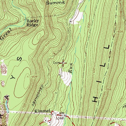 Topographic Map of Coles Valley Cemetery, PA