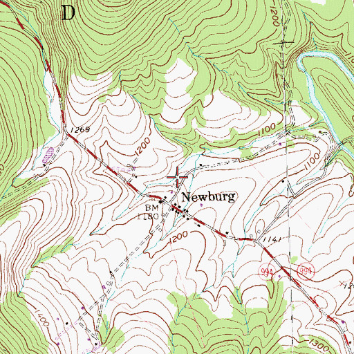 Topographic Map of Newburg Cemetery, PA