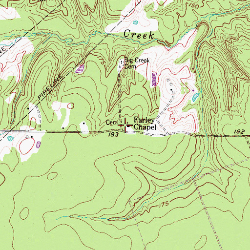 Topographic Map of Farley Cemetery, TX