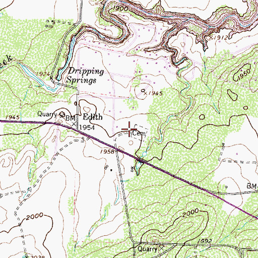 Topographic Map of Paint Creek Cemetery, TX