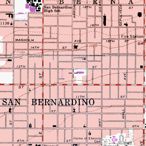 Topographic Map of Abraham Lincoln Elementary School, CA
