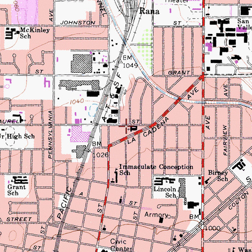 Topographic Map of The Church of Jesus Christ of Latter Day Saints, CA