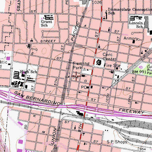 Topographic Map of First Baptist Church, CA
