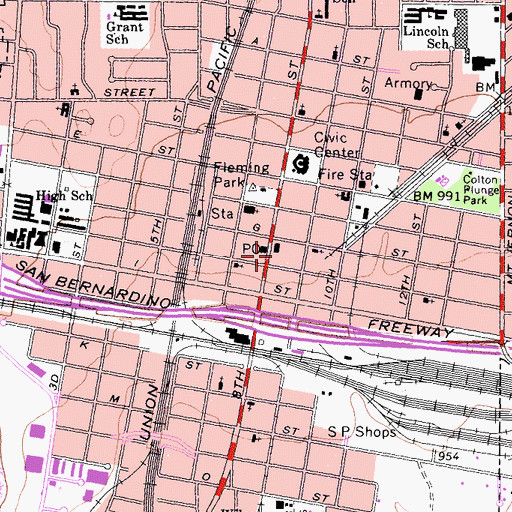 Topographic Map of First Presbyterian Church (historical), CA