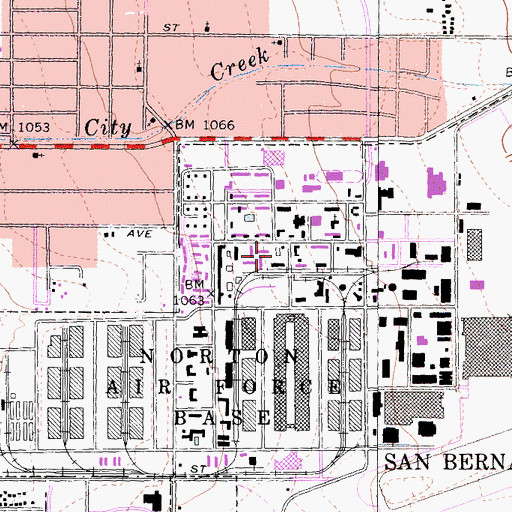 Topographic Map of Norton Air Force Base Station San Bernardino Post Office, CA