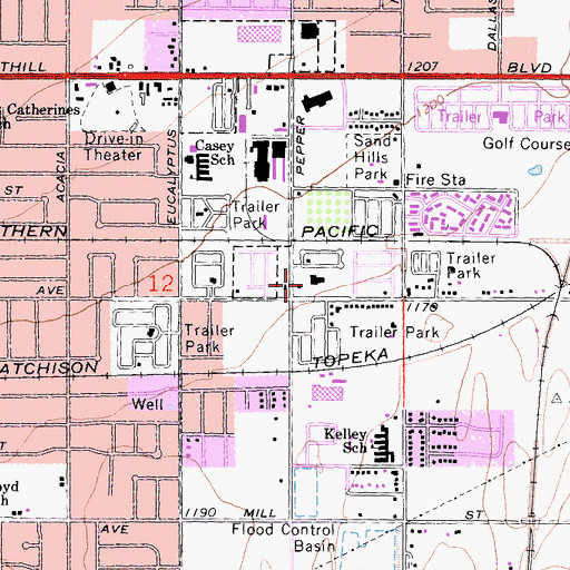 Topographic Map of Save-A-Minit Shopping Center, CA