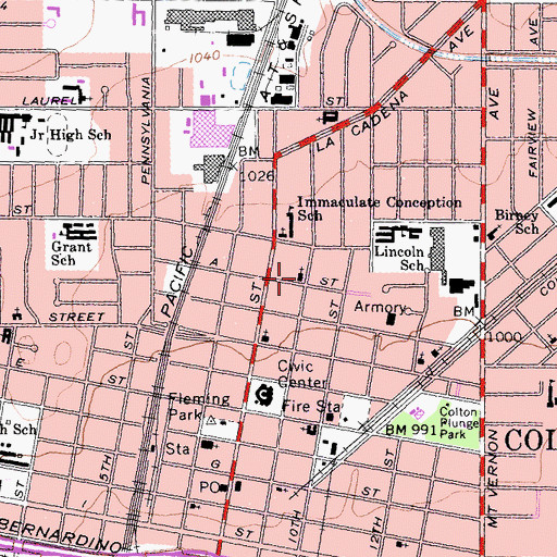 Topographic Map of Seventh Day Adventist Church, CA