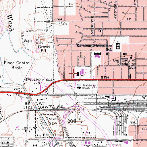 Topographic Map of West Side Plaza Shopping Center, CA