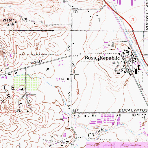 Topographic Map of Ruben S Ayala High School, CA