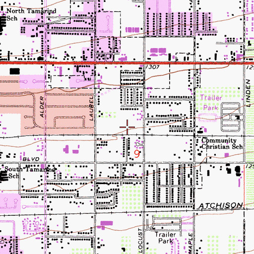 Topographic Map of Birch High School, CA