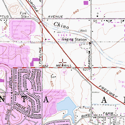Topographic Map of Chino Hills Marketplace Shopping Center, CA