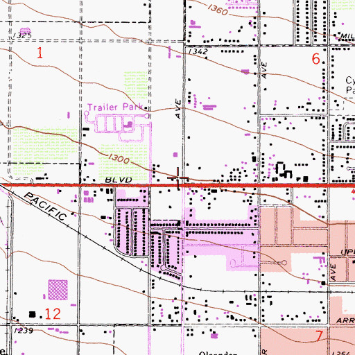 Topographic Map of Citrus Shopping Center, CA