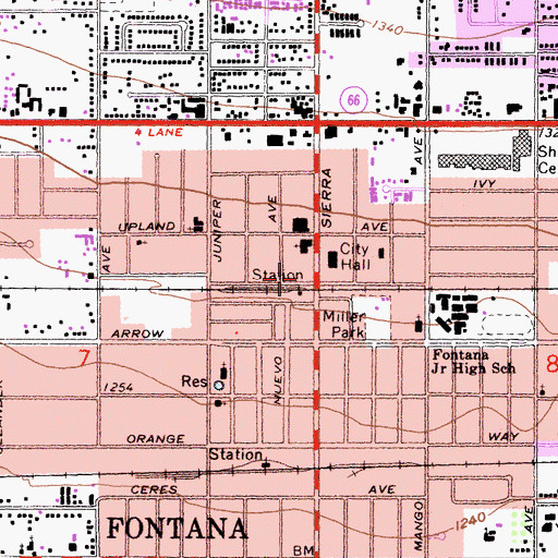 Topographic Map of Heritage Church of the Nazarene, CA