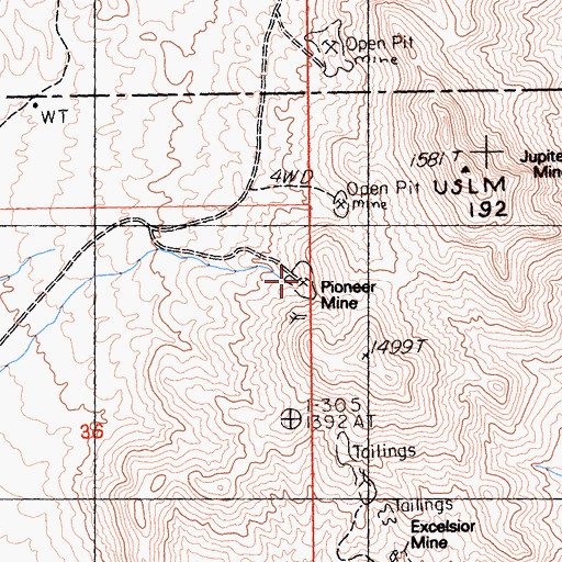 Topographic Map of Pioneer Mine, CA