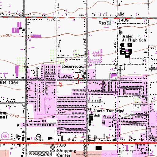 Topographic Map of Resurrection Catholic Church, CA