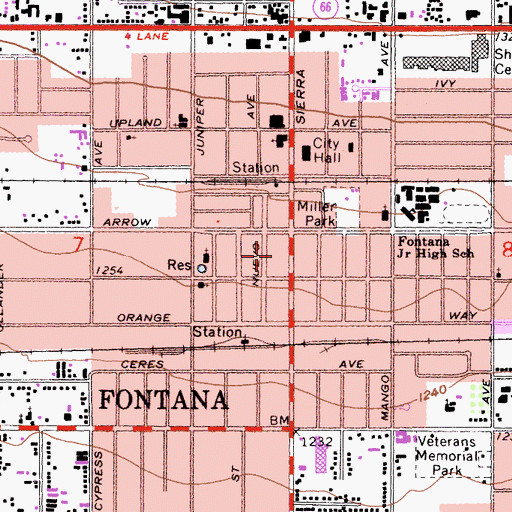 Topographic Map of Sinclair Commercial Block Heritage Site, CA