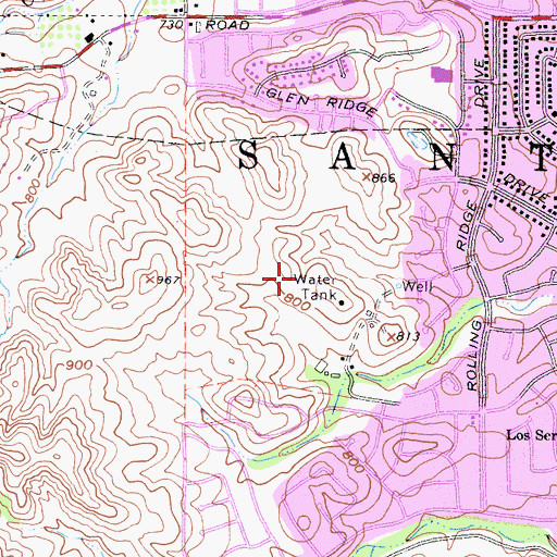 Topographic Map of Robert O Townsend Junior High School, CA
