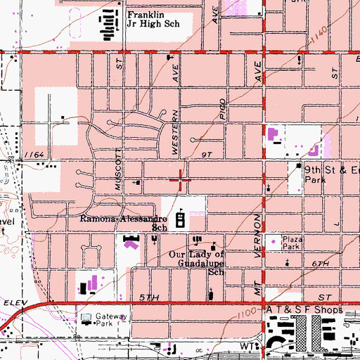 Topographic Map of Iglesia del Nazareno, CA