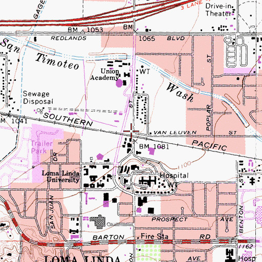Topographic Map of Loma Linda Community Park, CA