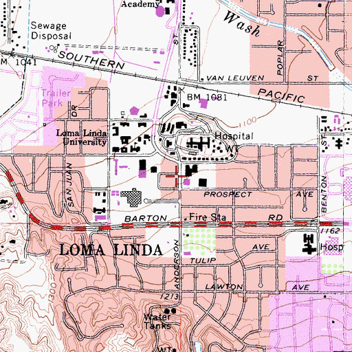 Topographic Map of Loma Linda Post Office, CA