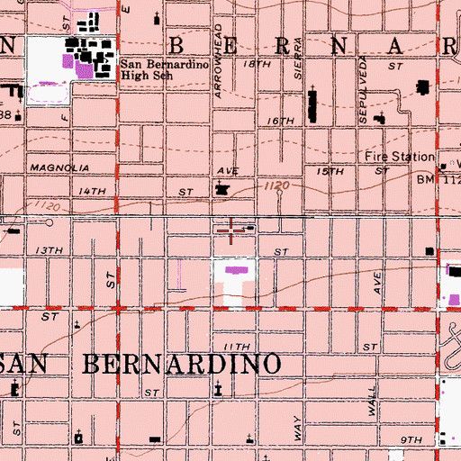 Topographic Map of Mountain View Church of Christ, CA