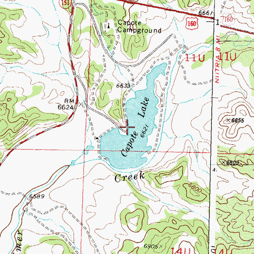 Topographic Map of Capote Lake, CO