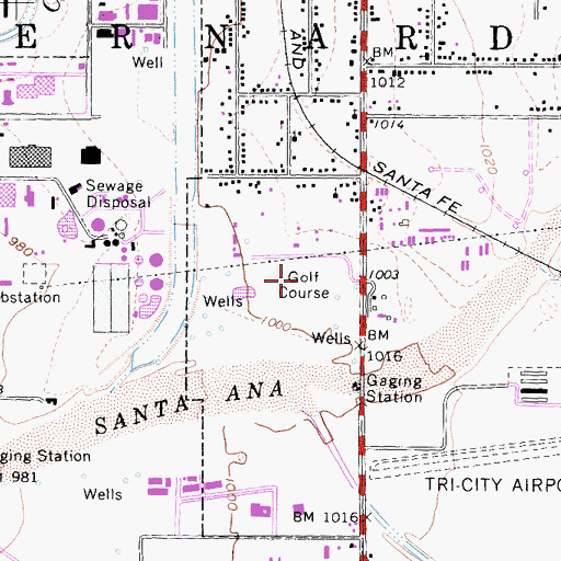 Topographic Map of San Bernardino Public Golf Course, CA