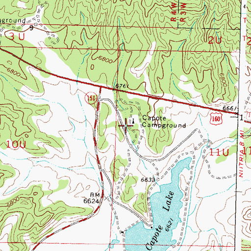 Topographic Map of Capote Campground, CO