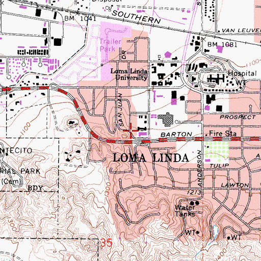 Topographic Map of West Hall, CA