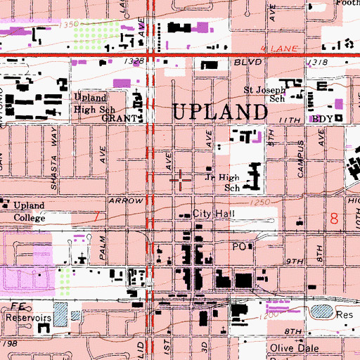 Topographic Map of Church of Christ, CA