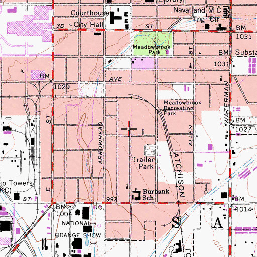 Topographic Map of Door Christian Fellowship Church, CA