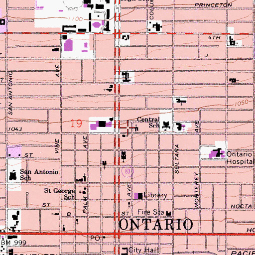 Topographic Map of First Lutheran Church, CA