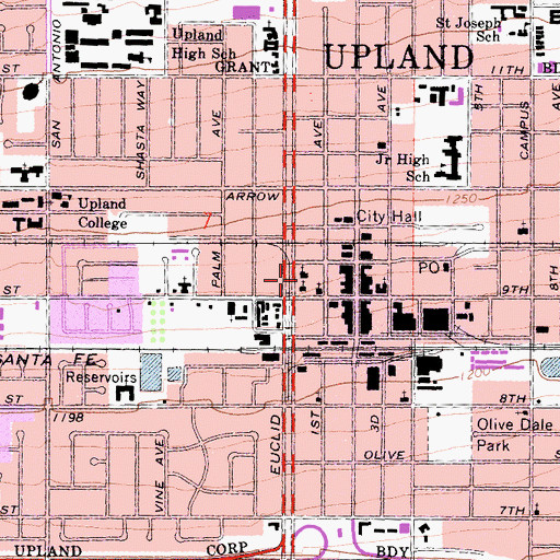 Topographic Map of First Methodist Church, CA