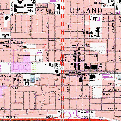 Topographic Map of First Presbyterian Church, CA