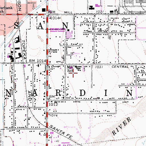 Topographic Map of Mill Center Park, CA